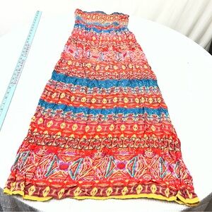 Angie Red and Blue Patterned Maxi Skirt